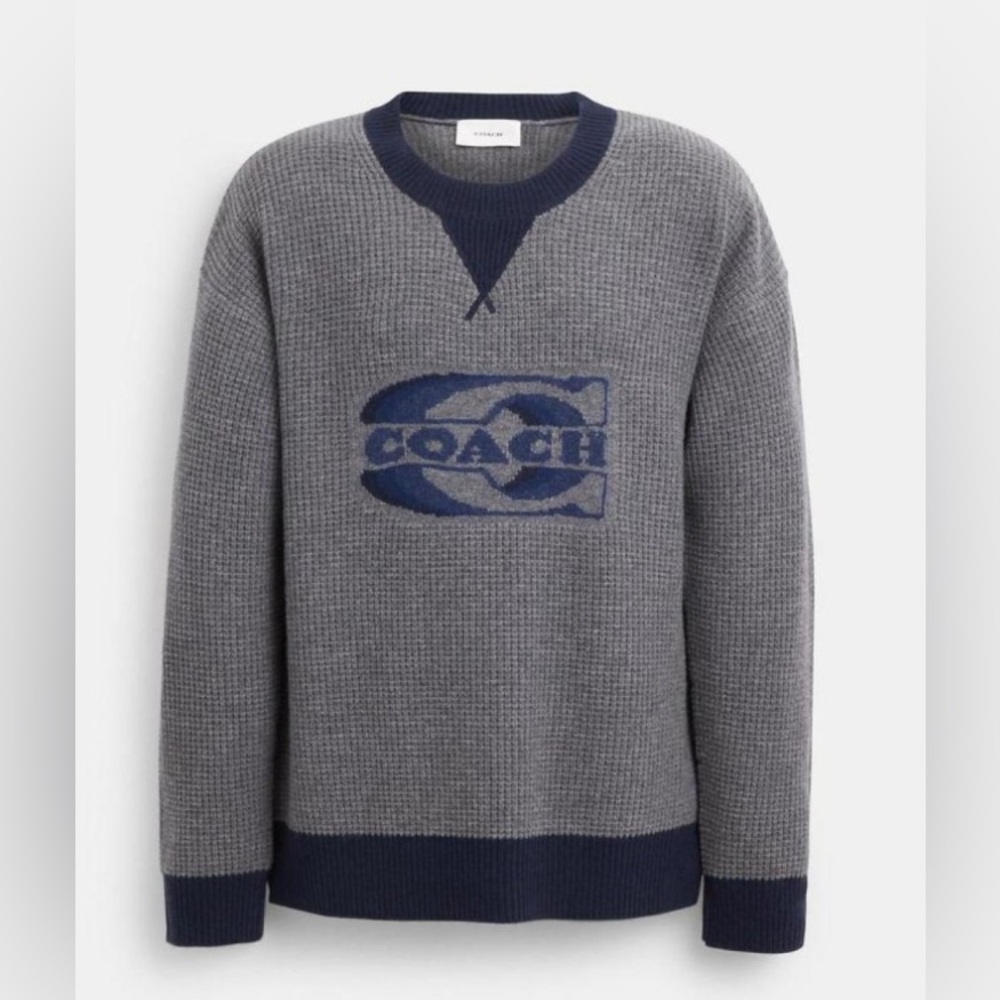 EUC-Coach Charcoal and Navy Men's Crewneck Sweater